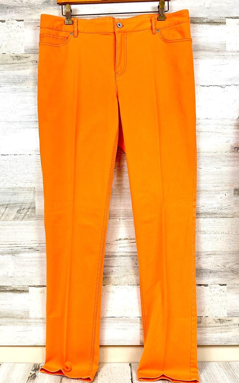 J.Jill Authentic Fit Slim Leg Stretch Pants Orange Womens 14 Comfort Casual